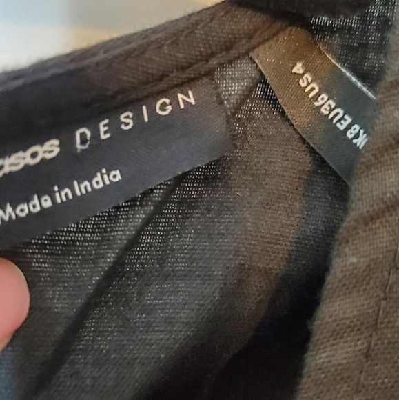 Asos Design Black Romper with Tie Front & Ruffle Sleeve in Size 4 - Picture 3 of 4